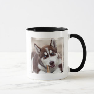 Siberian Husky Puppy op het strand Mok