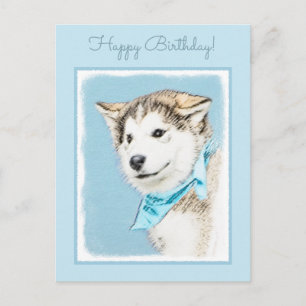 Siberian Husky Puppy Painting - Originele Dog Art Briefkaart