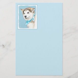 Siberian Husky Puppy Painting - Originele Dog Art Briefpapier