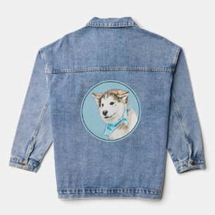 Siberian Husky Puppy Painting - Originele Dog Art Denim Jacket