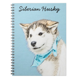 Siberian Husky Puppy Painting - Originele Dog Art Notitieboek