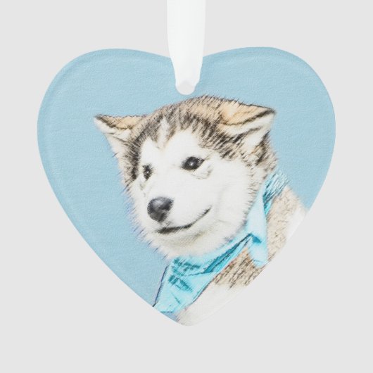 Siberian Husky Puppy Painting - Originele Dog Art Ornament (voorkant)