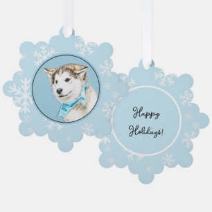 Siberian Husky Puppy Painting - Originele Dog Art Ornament Kaart