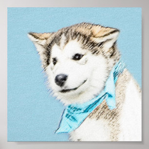 Siberian Husky Puppy Painting - Originele Dog Art Poster