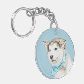 Siberian Husky Puppy Painting - Originele Dog Art Sleutelhanger (Voorkant Links)