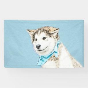 Siberian Husky Puppy Painting - Originele Dog Art Spandoek