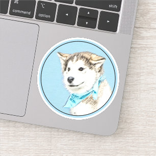 Siberian Husky Puppy Painting - Originele Dog Art Sticker
