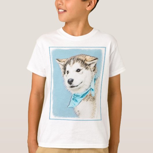 Siberian Husky Puppy Painting - Originele Dog Art T-shirt (Voorkant)