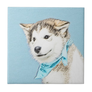 Siberian Husky Puppy Painting - Originele Dog Art Tegeltje