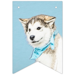 Siberian Husky Puppy Painting - Originele Dog Art Vlaggetjes