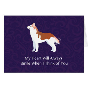 Siberian Husky - Red - Thinking of You Card