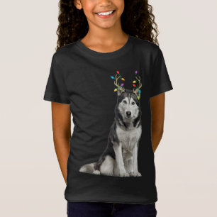 Siberian Husky Reindeer Kersthond T-shirt