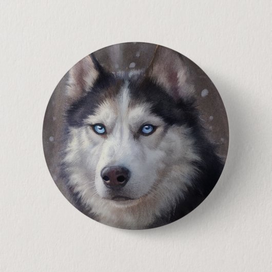 Siberian Husky Ronde Button 5,7 Cm (Voorkant)