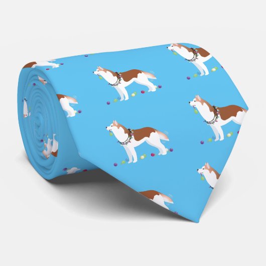 Siberian Husky - Rood - Duurzaam kerstontwerp Stropdas (Opgerold)