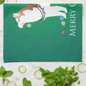 Siberian Husky - Rood - Duurzaam kerstontwerp Theedoek (Gevouwen)