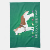 Siberian Husky - Rood - Duurzaam kerstontwerp Theedoek (Verticaal)