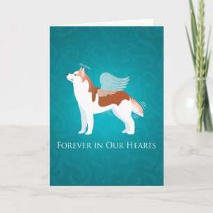 Siberian Husky - Rood - Pet Memorial Sympathcard Kaart