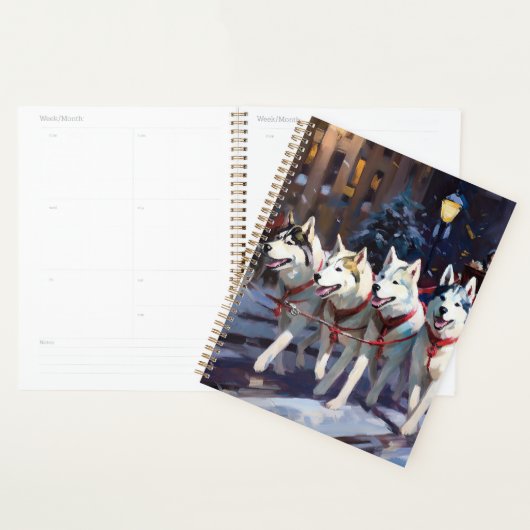 Siberian Husky Saison de Fêtes de Noël (Devant avec enveloppe)