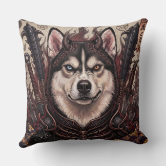 Siberian Husky Samurai en Demon Kussen