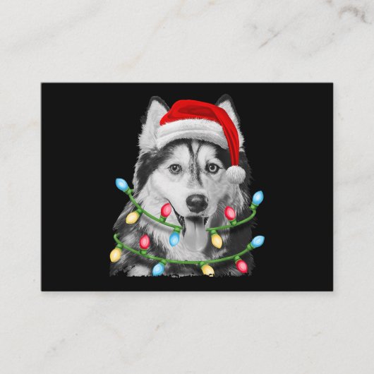 Siberian Husky Santa Kerstbomen Visitekaartje (Voorkant)