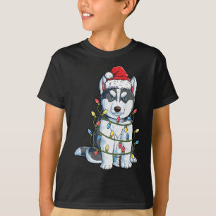 Siberian Husky Santa Kerstboom Lichte Kerstmis doe T-shirt