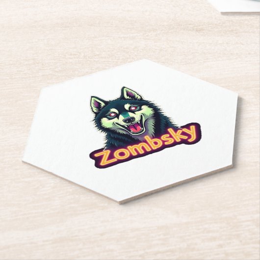 Siberian Husky Sibe Zombie Dog Halloween Essential Kartonnen Onderzetters (Schuin)