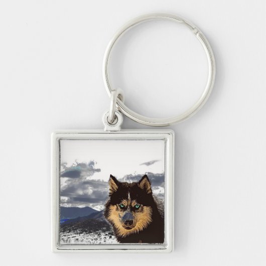 Siberian Husky Sleutelhanger (Voorkant)