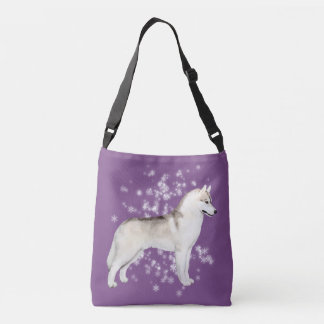 Siberian Husky Snow Flurry Crossover Bag Paars Crossbody Tas