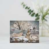 Siberian Husky Winter Wonderland Briefkaart (Staand voorkant)