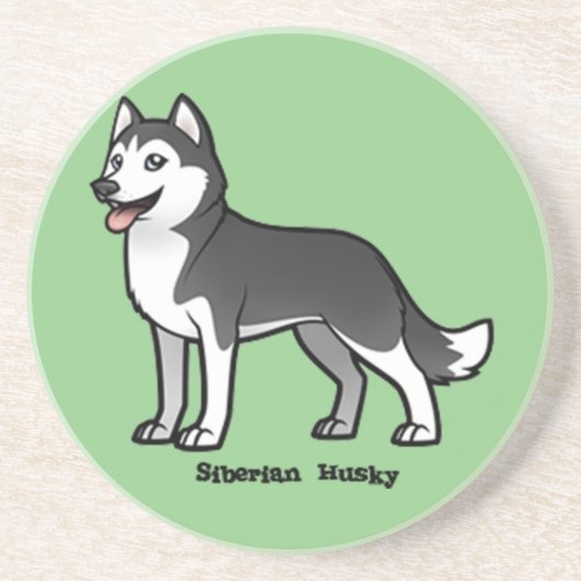 Siberian Husky Zandsteen Onderzetter (Voorkant)