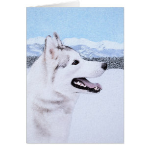 Siberian Husky (Zilver en Wit) Schilderij Hond Kun