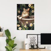 Siberian In Bathtub Poster, Funny Cat Poster (Bureau à domicile)