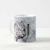 Siberian Tiger grijs monogram Koffiemok (Voorkant links)