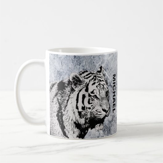 Siberian Tiger grijs monogram Koffiemok (Links)