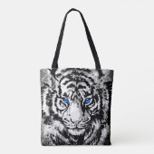 Siberian White Tiger Head - Tiger Eyes Canvas tas (Achterkant)