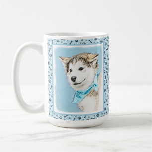 Siberians Husky Puppy Schilderij - Originele Honde Koffiemok