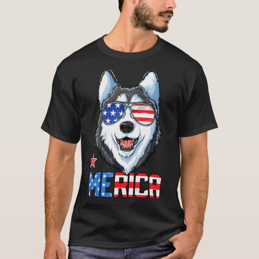 Siberië Husky , 4 juli Merica Mannen vrouwen Ameri T-shirt (Voorkant)