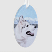 Sibérie Husky (argent et blanc) Peinture Chien Art (devant)