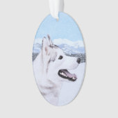 Sibérie Husky (argent et blanc) Peinture Chien Art (devant)