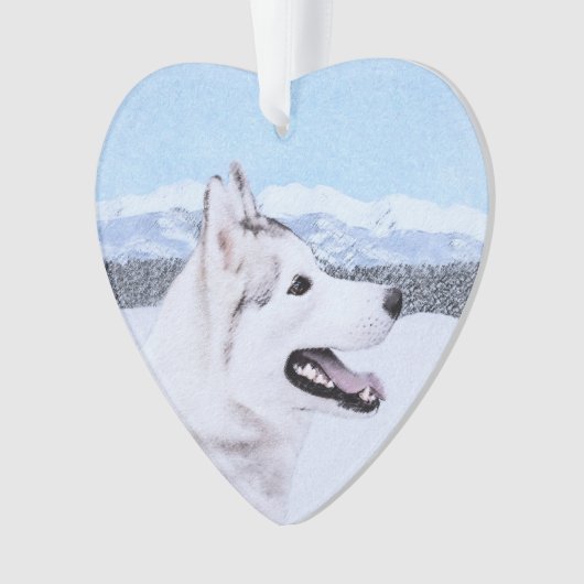 Sibérie Husky (argent et blanc) Peinture Chien Art (devant)