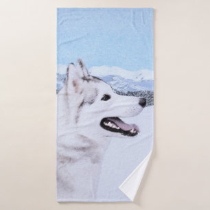 Sibérie Husky (argent et blanc) Peinture Dog Art