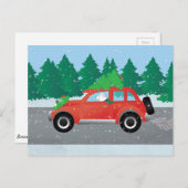 Siberië Husky Drift kerstauto Feestdagenkaart (Voorkant / Achterkant)