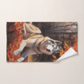 Sibérie Husky en automne Feuilles automne Inspire  (Serviette à main)