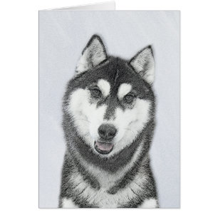 Sibérie Husky (noir et blanc) Peinture Chien Art