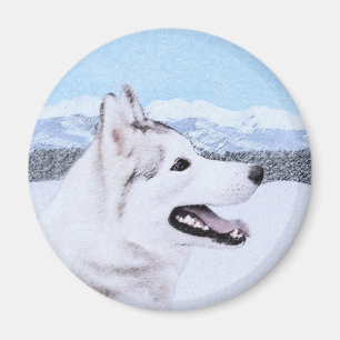 Siberië Husky (zilver en wit) schilderende hond k Magneet