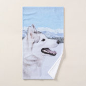 Siberië Husky (zilver en wit) schilderende hond ku Bad Handdoek (Handdoek)