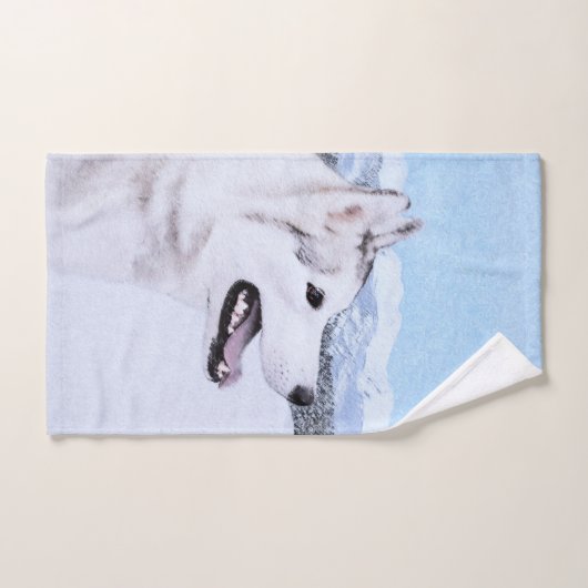 Siberië Husky (zilver en wit) schilderende hond ku Bad Handdoek (Handdoek)