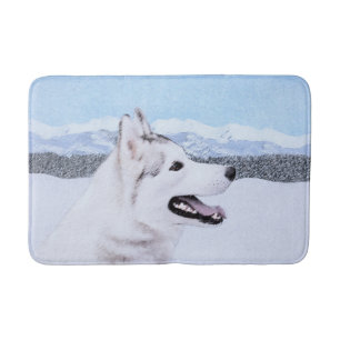 Siberië Husky (zilver en wit) schilderende hond ku Badmat