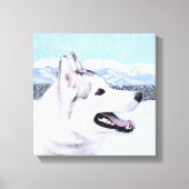 Siberië Husky (zilver en wit) schilderende hond ku Canvas Afdruk (Voorkant)