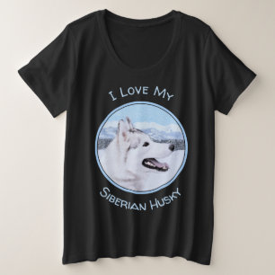 Siberië Husky (zilver en wit) schilderende hond ku Grote Maat T-shirt